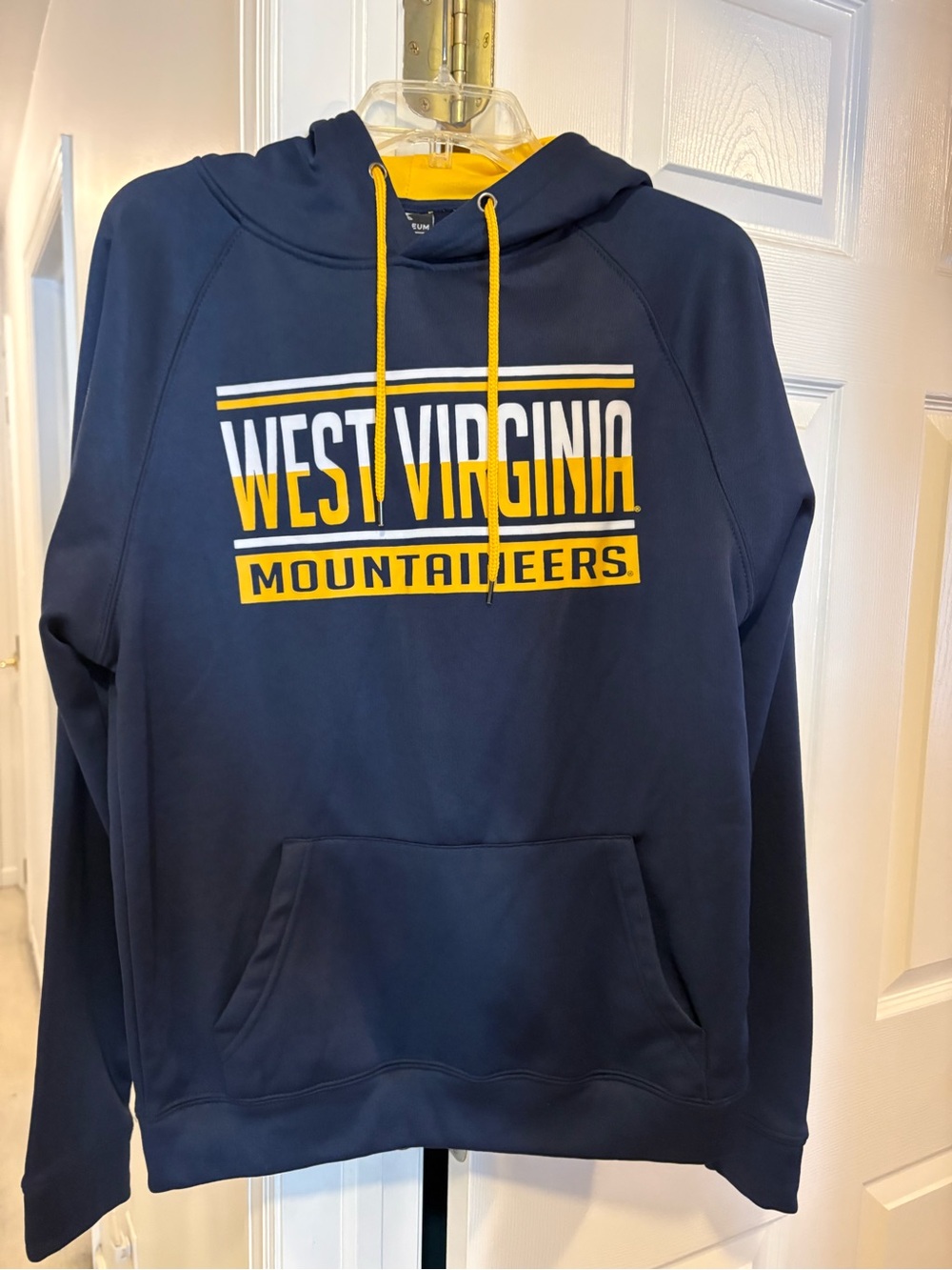 EUC Colosseum Navy Hoodie with Yellow Accents - West Virginia Mountaineers